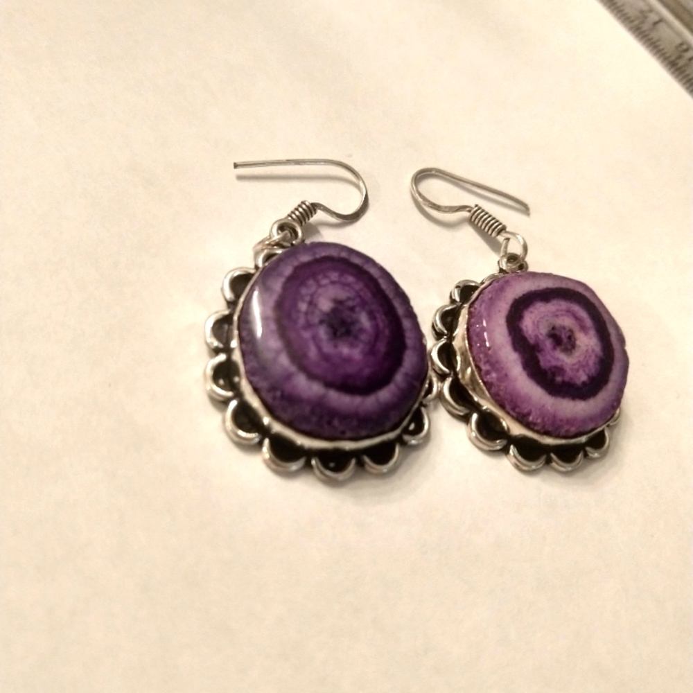 Purple Sunquartz Earrings 925 made in India.
